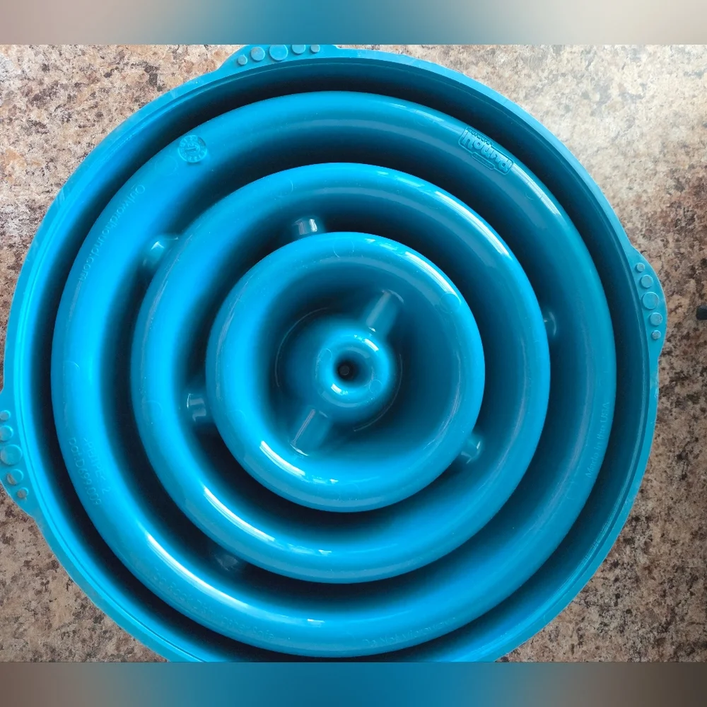 Large Blue Slow Feeder Dog Bowl